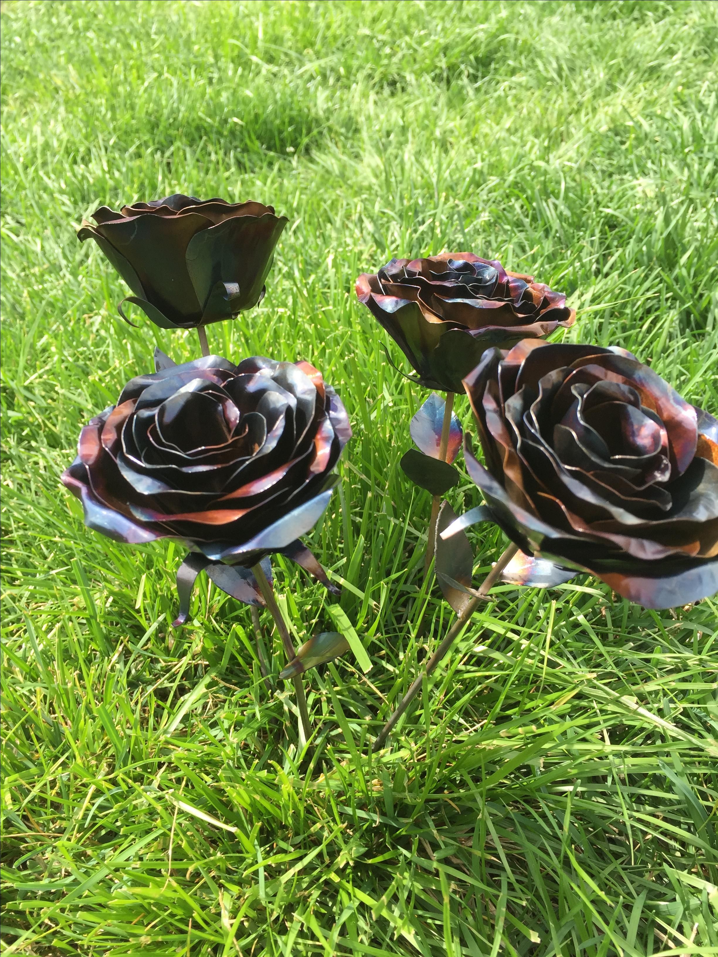 Hand Crafted Forever Roses Metal Roses by Torched Metal