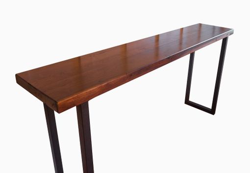 Custom Made Walnut And Steel Console Table