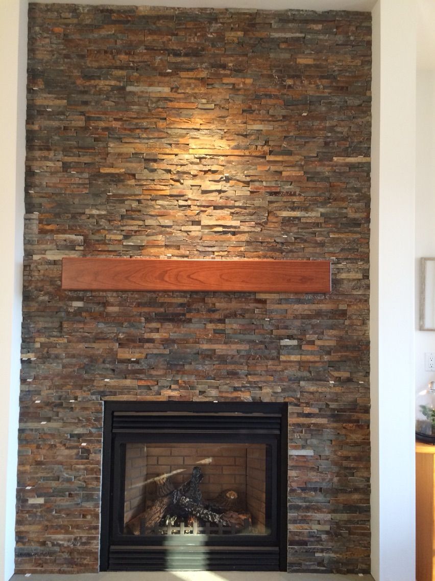 handmade cherry modern beam fireplace mantel. by custom