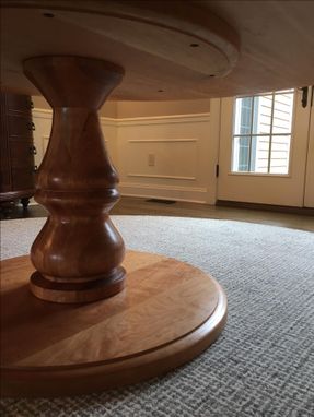 table pedestal round turned base wood dining solid custommade hand