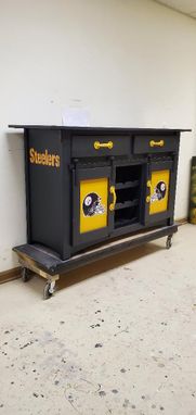 Custom Made 60" Pittsburgh Steelers Liquor Home Dry Bar Cabinet