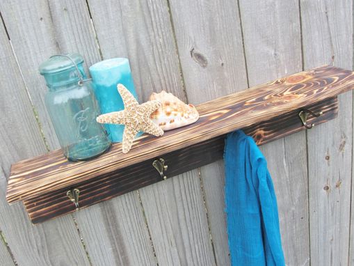 Custom Made Rustic Wood Shelf With Hooks Made From Reclaimed Pallet Wood Coat Rack