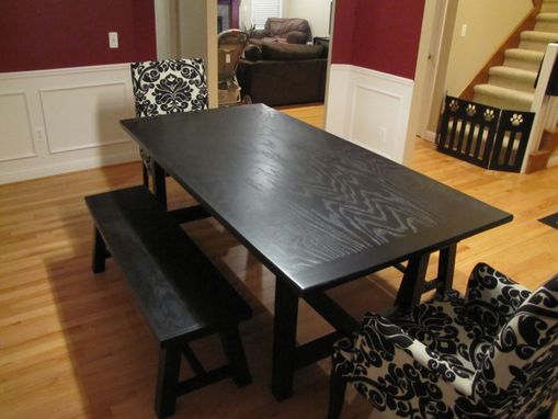 Custom Made Trestle Dining Table And Benches