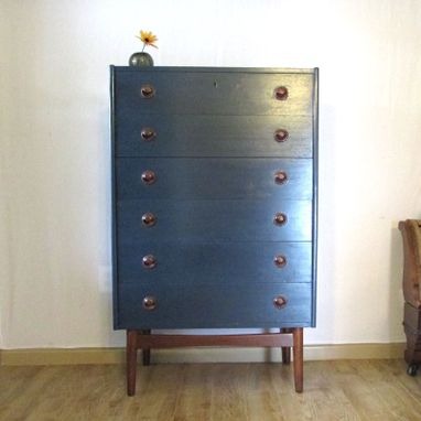 Custom Made Navy Teak Dresser - Cerulean Blue Chest Of Drawers by ... - Navy Teak Dresser - Cerulean Blue Chest Of Drawers