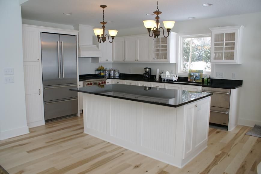 Custom Painted Bead Board Kitchen by Bergstrom Cabinets 