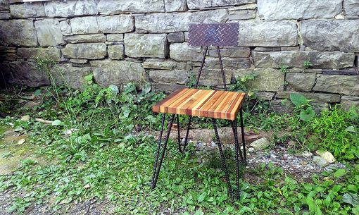 Custom Made Hipster Industrial Dining Chairs With Hairpin Rebar Legs And Reclaimed Wood