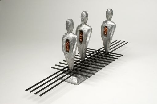 Custom Made Modern Sculpture With Cast Aluminum Figures