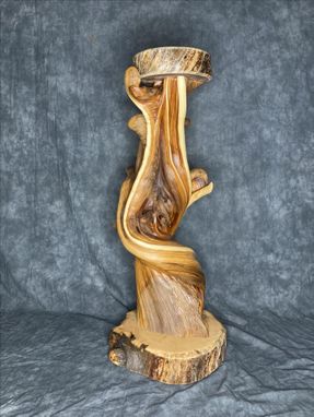 Custom Made Twisted Juniper Taxidermy Pedestal With Turquoise