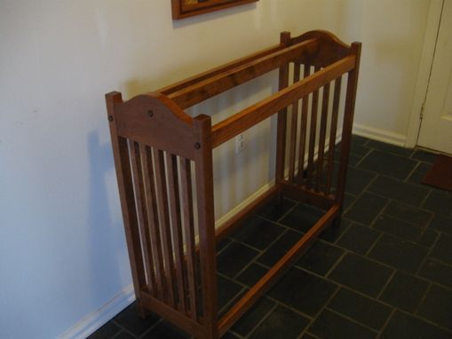 Custom Made New Solid Cherry Wood Mission Style Quilt Rack Stand | Blanket Stand