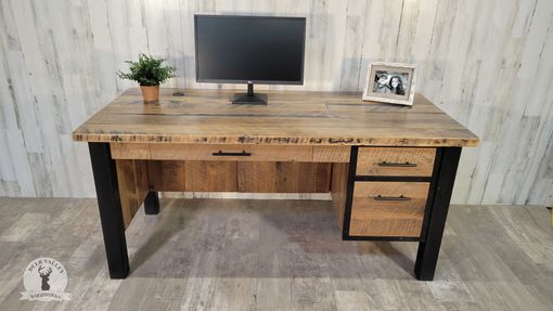 Custom Made Reclaimed Barnwood Desk, Reclaimed Wood Executive Desk, Desk