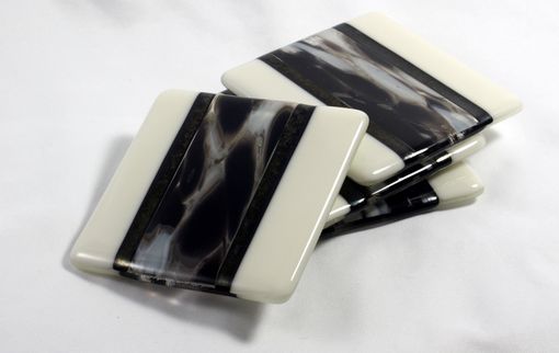 Custom Made 4-Piece Clairette Fused Glass Coasters