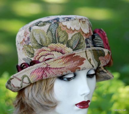 Custom Made Edwardian Bohemian Bucket Style Hat In Floral Print Tapestry