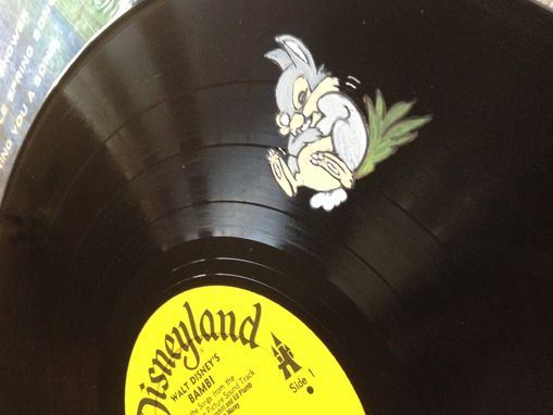 Custom Made Upcycled Hand Painted Vinyl Record - Bambi