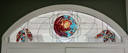 Custom Made Arched Stained Glass Transom - Wind Song
