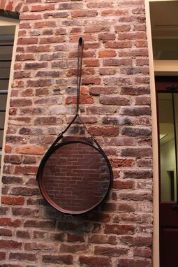 Custom Made Leather Strap Round Wall Mirror