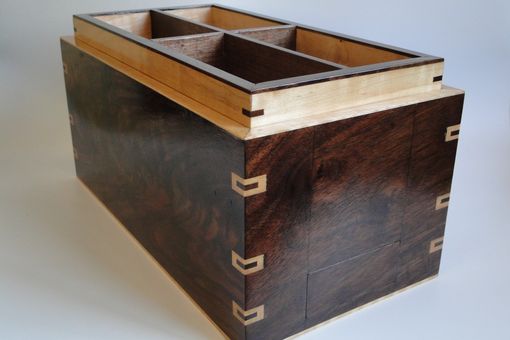 Custom Made Walnut And Curly Maple Men's Watch Box With Hidden Drawer And Removable Tray, Secret Compartment