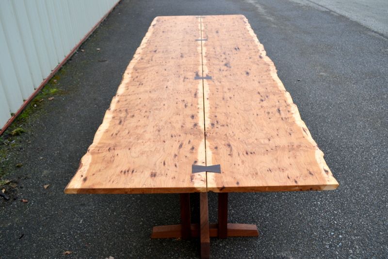 Buy Hand Crafted Live Edge Hickory Dining Table With Nakashima Style