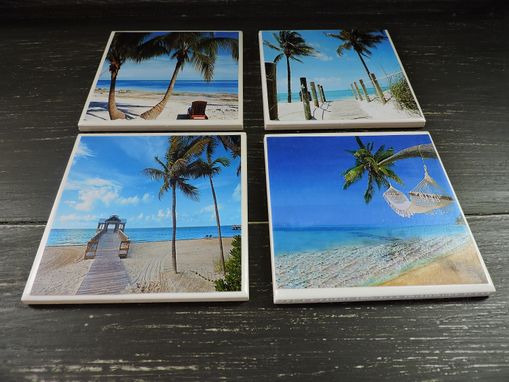Custom Made Beach Theme Ceramic Coasters