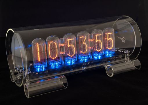 Custom Made Large Glass Nixie Clock In-18 Model