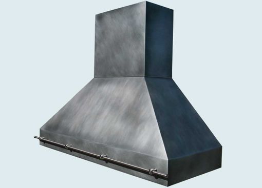 Custom Made Zinc Range Hood With Stainless Pot Rail