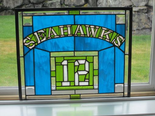 Custom Made Stained Glass Seattle Seahawks Panel