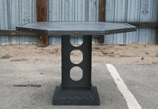 Custom Made French Industrial Poker Table. Steel Card Table. Handmade. Modern Octagon Table. Steel Dining Table.