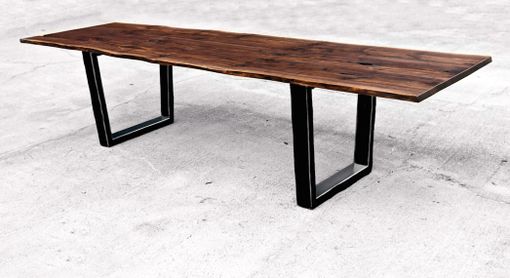 Custom Made Live Edge Walnut Dining Table With Steel Legs And Optional Bench