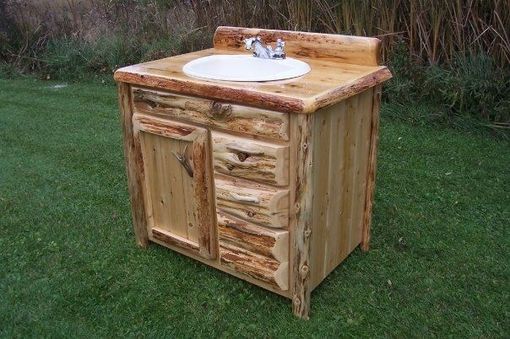 Custom Made Rustic Cedar Bathroom Vanity