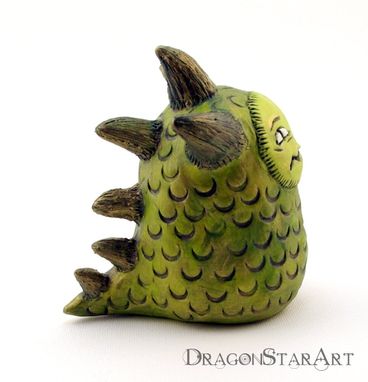 Custom Made Polymer Clay Dragon Sculpture Green And Gold