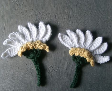 Custom Made Crocheted Half Daisy Flower Embellishments - In White