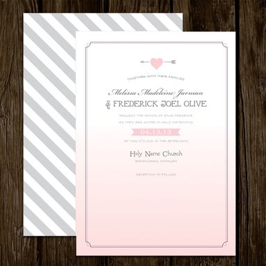 Custom Made Pink Ombre Wedding Invitations