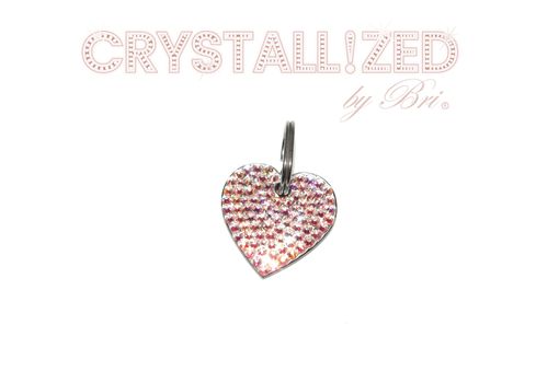 Custom Made Heart Shaped Crystallized Personalized Dog Tag Genuine European Crystals Bedazzled
