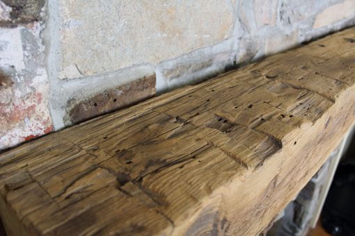 Custom Made Hand Hewn Authentic Reclaimed Barn Wood Fireplace Mantel