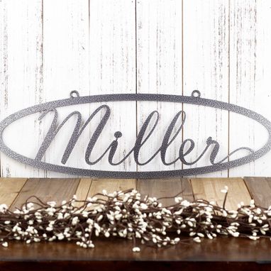 Custom Made Custom Family Name Oval Metal Sign, Laser Cut Steel, Last Name Sign, Personalized Metal Sign