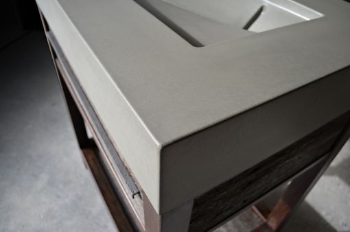 Custom Made Rustic Modern Concrete, Wood, & Steel Vanity
