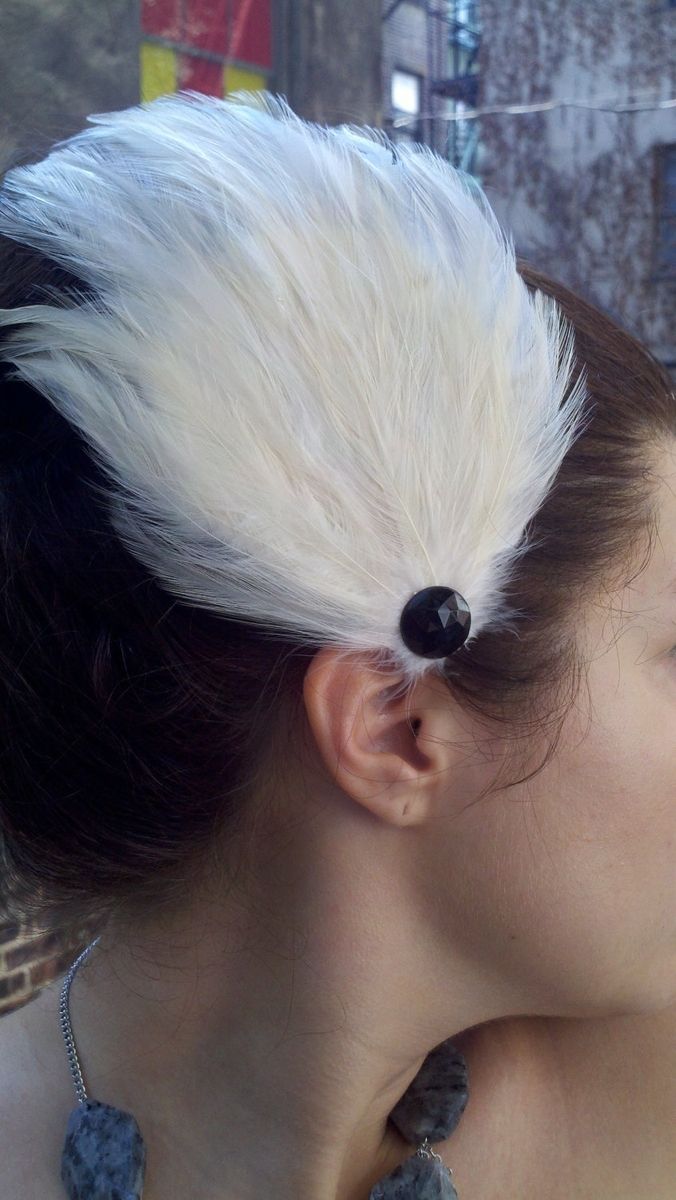 Custom Made Sale Black Swan Feather Hair Fascinators Set Of White