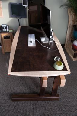 Custom Made Walnut And Curly Maple Writing Table Desk