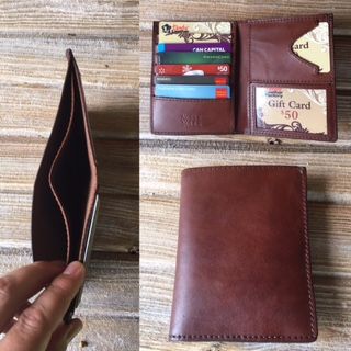 Custom Made Black Or Brown Men's Leather Bifold Wallet Traveler Credit Card Divider