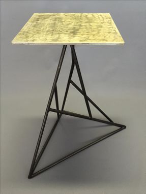 Custom Made Abstract Metal End Table W/ Blackened Steel
