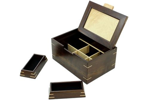Custom Made Men's Valet & Watch Box | Solid Peruvian Walnut And Birdseye Maple