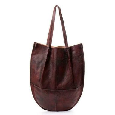 Custom Made Red Wine Leather Shoulder Bag