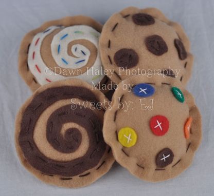 Custom Made Felt Cookies With M&M'S, Chocolate And Vanilla Swirls, And Chocolate Chips