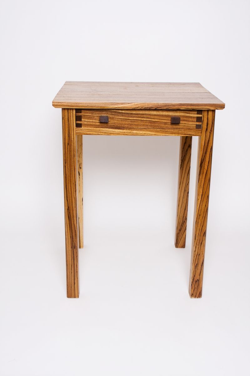 Hand Crafted Zebra Wood Side Table By Design By Jeff Spugnardi