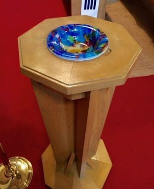Custom Made Baptismal Font - Hand Raked Fused Glass