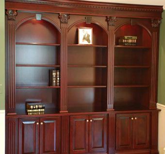 Hand Made Ornate Cherry Bookcases by Artisan Custom 