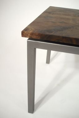 Custom Made Walnut And Steel Coffee Table