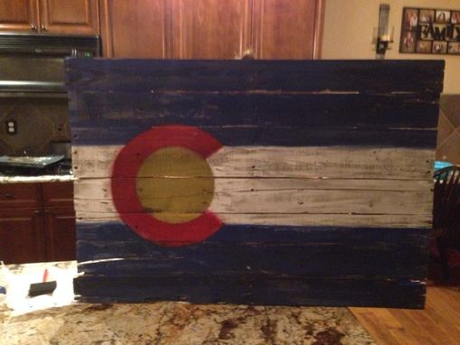 Custom Made Colorado Pallet Wood Flag-  Custom Reclaimed Wood State Or Flag Of Choice