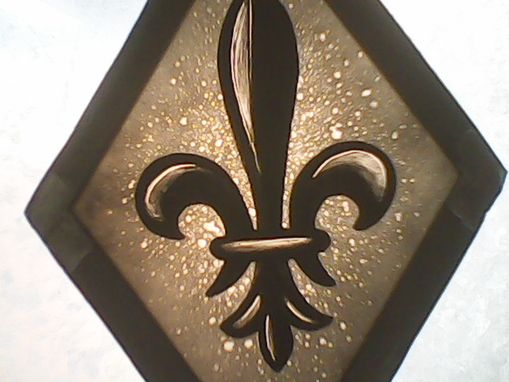 Custom Made Heraldic Lily Or Fleur De Lis,Stained Glass, Glass Painting,Heraldic Glass Art,Home Decor