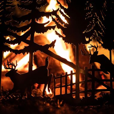 Custom Made Personalized Deer Scene Fire Pit Ring
