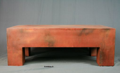 Custom Made Unique Modern Coffee Table. Orange. Bench. Steel. Chunky And Industrial. Customizable.
